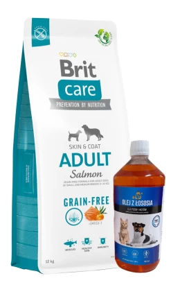 BRIT CARE Grain-free Adult Salmon 12kg + LAB V 500ml -5% Billiger!!!