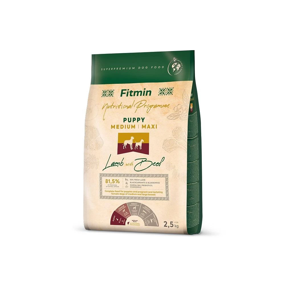 FITMIN Medium Maxi Puppy Lamb&Beef 2,5kg 1 FITMIN Medium Maxi Puppy Lamb&Beef 2,5kg