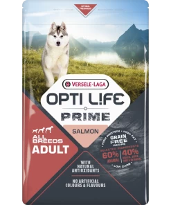 VERSELE-LAGA Opti Life Prime Adult Salmon 2,5kg - Getreidefreies Futter Für Ausgewachsene Hunde Mit Lachs