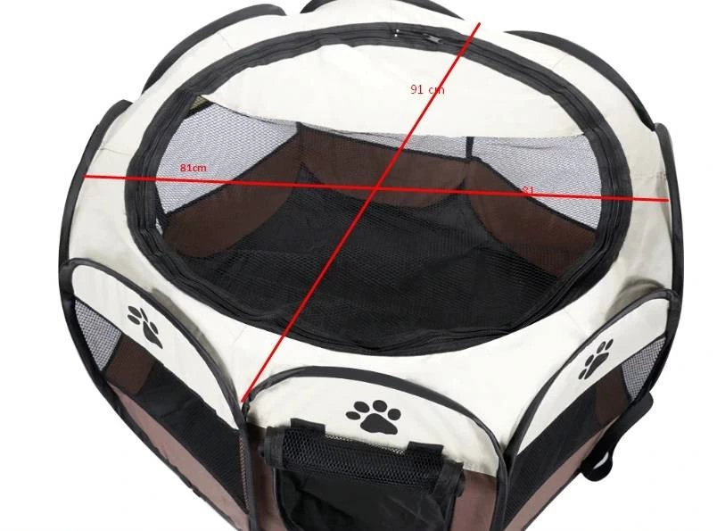 Zusammenklappbarer Hundekäfig Für Katzen - Braun 91x91x58cm 2 Zusammenklappbarer Hundekäfig Für Katzen - Braun 91x91x58cm – Bild 2